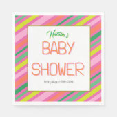 Candy Stripe Pink Colorful Rainbow Baby Shower Servet (Voorkant)