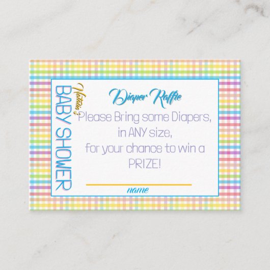 Candy Stripe Pink Colorful Rainbow Diaper Raffle Informatiekaartje (Voorkant)