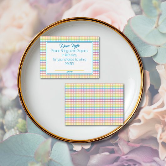 Candy Stripe Pink Colorful Rainbow Diaper Raffle  Informatiekaartje
