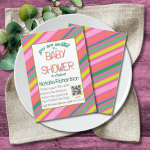 Candy Stripe Roze Kleurrijke Regenboog Baby Shower
