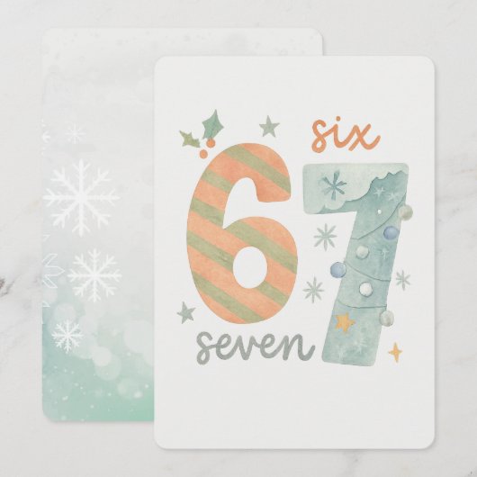 Candy Stripe & Snowflake 67 – Handmade Holiday Num Kaart (Voorkant / Achterkant)