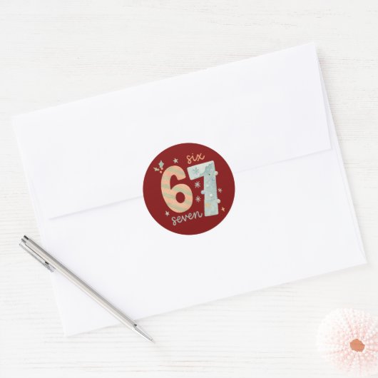 Candy Stripe & Snowflake 67 – Handmade Holiday Num Ronde Sticker (Envelop)
