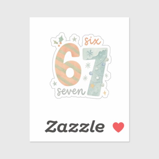 Candy Stripe & Snowflake 67 – Handmade Holiday Num Sticker (Vel)