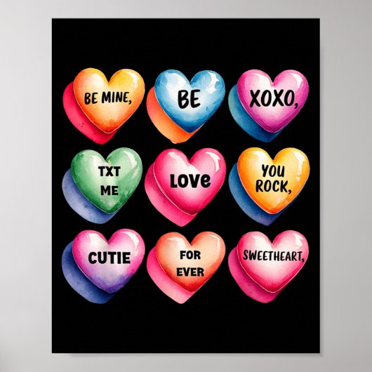 Candy Sweet Heart Valentines Day Design For Women Poster (Voorkant)