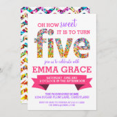 Candy Thema 5e Verjaardagsfeest Spikkels Uitnodigi Kaart (Voorkant / Achterkant)