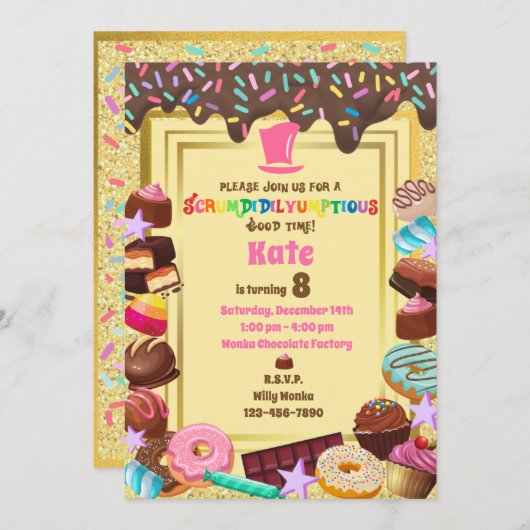 Candy thema, chocolade, eten, donuts, regenboog kaart (Voorkant / Achterkant)