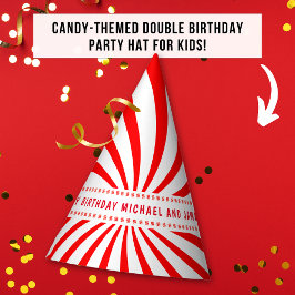 Candy Thema Rood Witte Verjaardagsviering  Feesthoedjes