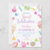 Candy thema verjaardagsuitnodiging template, Candy Kaart (Voorkant)