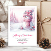 Candy themed pink snowman kids card digital edit feestdagenkaart