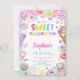 Candy verjaardagsuitnodiging kaart