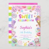 Candy verjaardagsuitnodiging kaart (Voorkant / Achterkant)