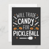 Candy zal Pickleball Spoken Halloween Ruilen Uitnodiging Briefkaart (Voorkant / Achterkant)