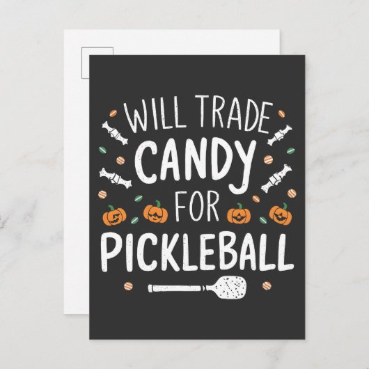 Candy zal Pickleball Spoken Halloween Ruilen Uitnodiging Briefkaart (Voorkant / Achterkant)