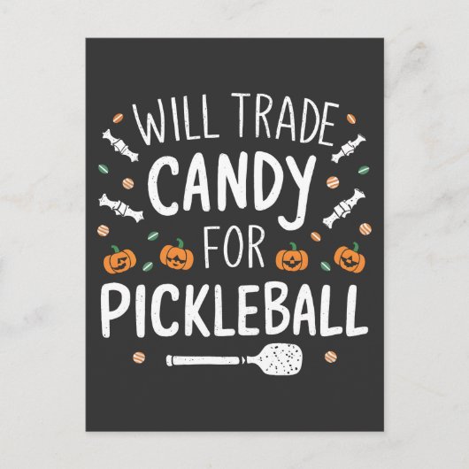 Candy zal Pickleball Spoken Halloween Ruilen Uitnodiging Briefkaart (Voorkant)