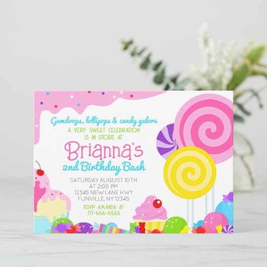 Candy Zoete Viering Verjaardagsfeestje Kaart (Staand voorkant)