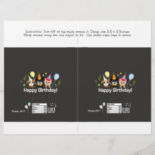 Candybar verpakking happy birthday kids hond feest flyer