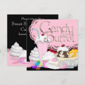 Candybuffet-feestuitnodiging template kaart (Voorkant / Achterkant)