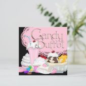 Candybuffet-feestuitnodiging template kaart (Staand voorkant)
