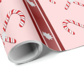 CandyCane en Stripes Patroonroze, rood, wit Cadeaupapier (Rol Hoek)