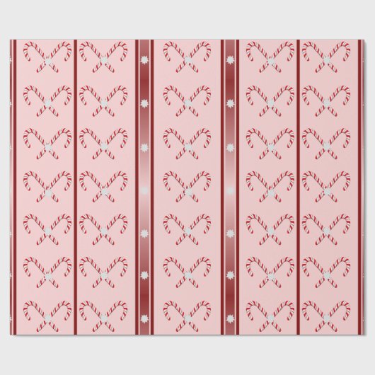 CandyCane en Stripes Patroonroze, rood, wit Cadeaupapier (Vlak)