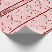 CandyCane en Stripes Patroonroze, rood, wit Cadeaupapier (Hoek)