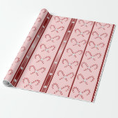 CandyCane en Stripes Patroonroze, rood, wit Cadeaupapier (Uitgerold)