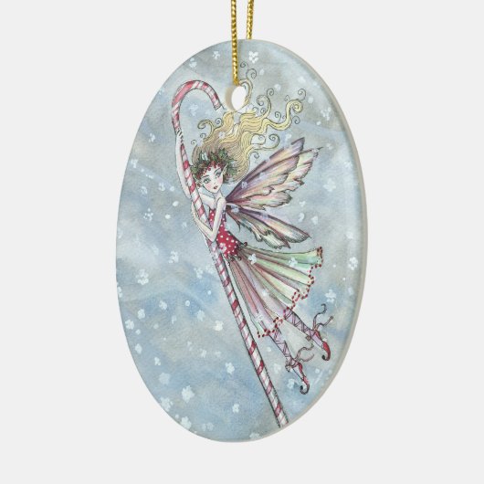Candycane Fairy Kerstversiering Keramisch Ornament (Links)
