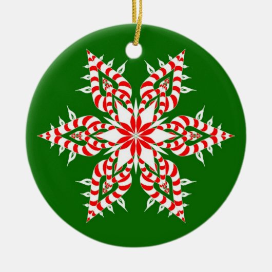 Candycane Green Snowflake - kerstversiering Keramisch Ornament (Voorkant)