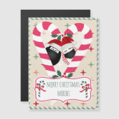 CandyCane hart HABIBI Magnet-kerstkaart (Voorkant / Achterkant)