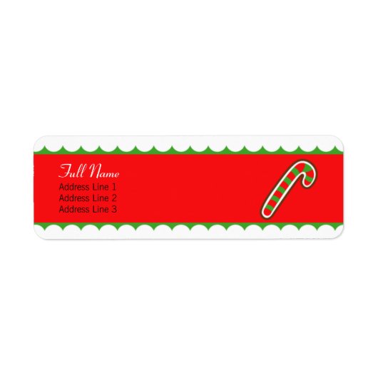Candycane red n green border kerstlabel etiket (Voorkant)