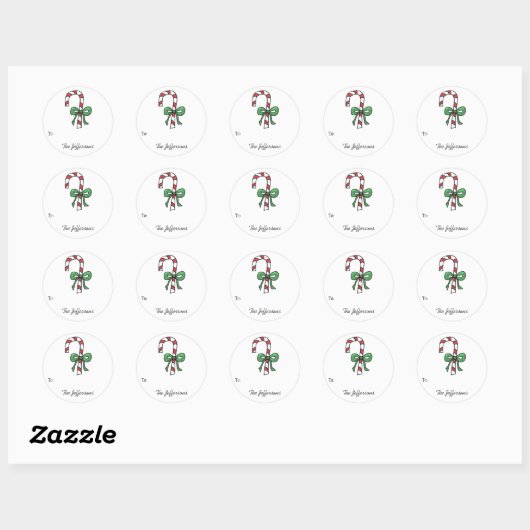 Candycane ronde cadeau Labels (Vel)