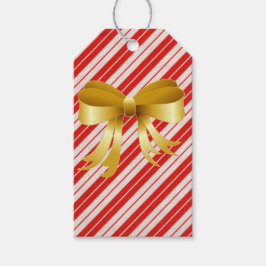 Candycane Stripe met Gold Bow Cadeaulabel
