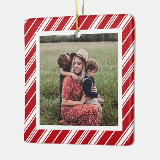 Candycane Stripe Vrolijk Kerstfeest Keramisch Ornament (Links)