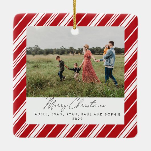 Candycane Stripe Vrolijk Kerstfeest Keramisch Ornament (Achterkant)