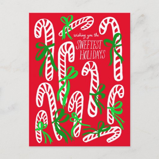 Candycanes Bows Schattigee CUSTOM Kerstvakantie Briefkaart (Voorkant)
