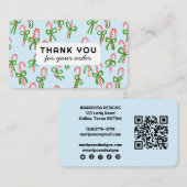 Candycanes Klantenbestelling Dank u QR Code Social Visitekaartje (Voorkant / Achterkant)