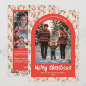 Candycanes Roze Rode Kerst Custom Arch 5 Foto Feestdagenkaart (Voorkant / Achterkant)