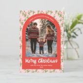 Candycanes Roze Rode Kerst Custom Arch 5 Foto Feestdagenkaart (Staand voorkant)