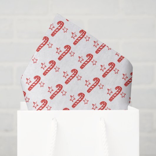 Candycanes Stars Doodle CHRISTMAS Holiday Red Whit Tissuepapier (Cadeauzakje)
