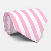 Candyfloss en witte verticale strepen stropdas (Opgerold)