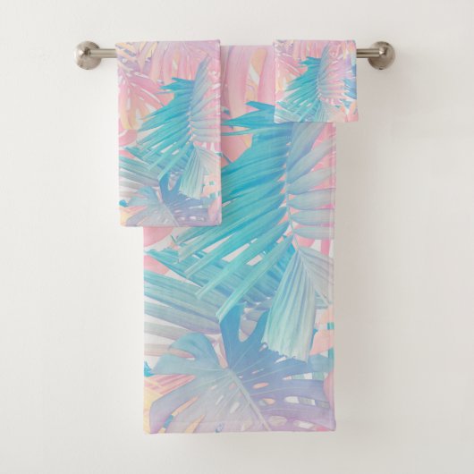 Candyfloss Monstera Palm Jungle 1 Bad Handdoek (Insitu)