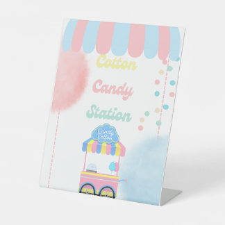 Candyfloss Station Eetbaar Bordje Tafelkaart Reclamebord Met Voetstuk
