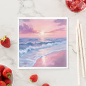 Candyfloss Strand | Roze Oceaangolven Schilderij Servet (Insitu)