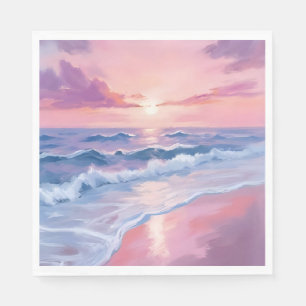 Candyfloss Strand Roze Oceaangolven Schilderij Servet