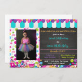 Candyland Aanpasbare Uitnodiging (Voorkant / Achterkant)