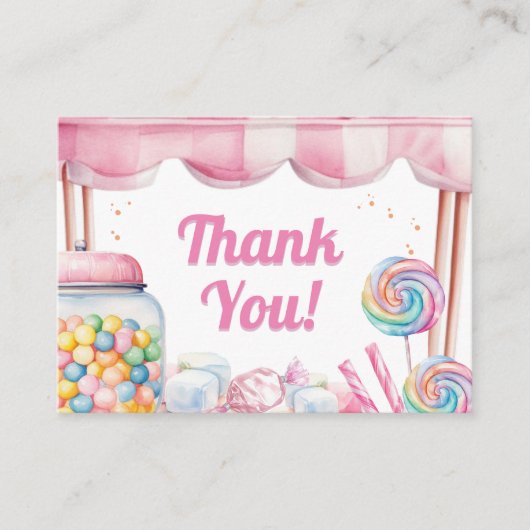 Candyland Baby shower Flat Dank u Informatiekaartje (Voorkant)