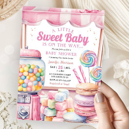 Candyland Baby shower Girl Pink Sweet Kaart