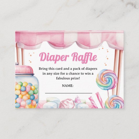 Candyland Baby shower Luier Raffle Enclosure Informatiekaartje (Voorkant)