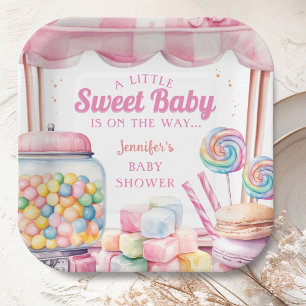 Candyland Baby shower Pink Girl Papieren Bordje