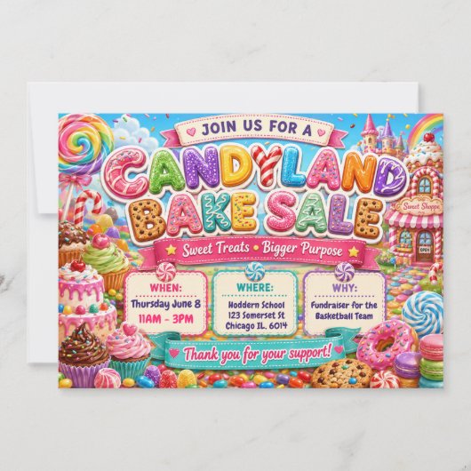 Candyland Bakverkoop Ontwerp Kaart (Voorkant)